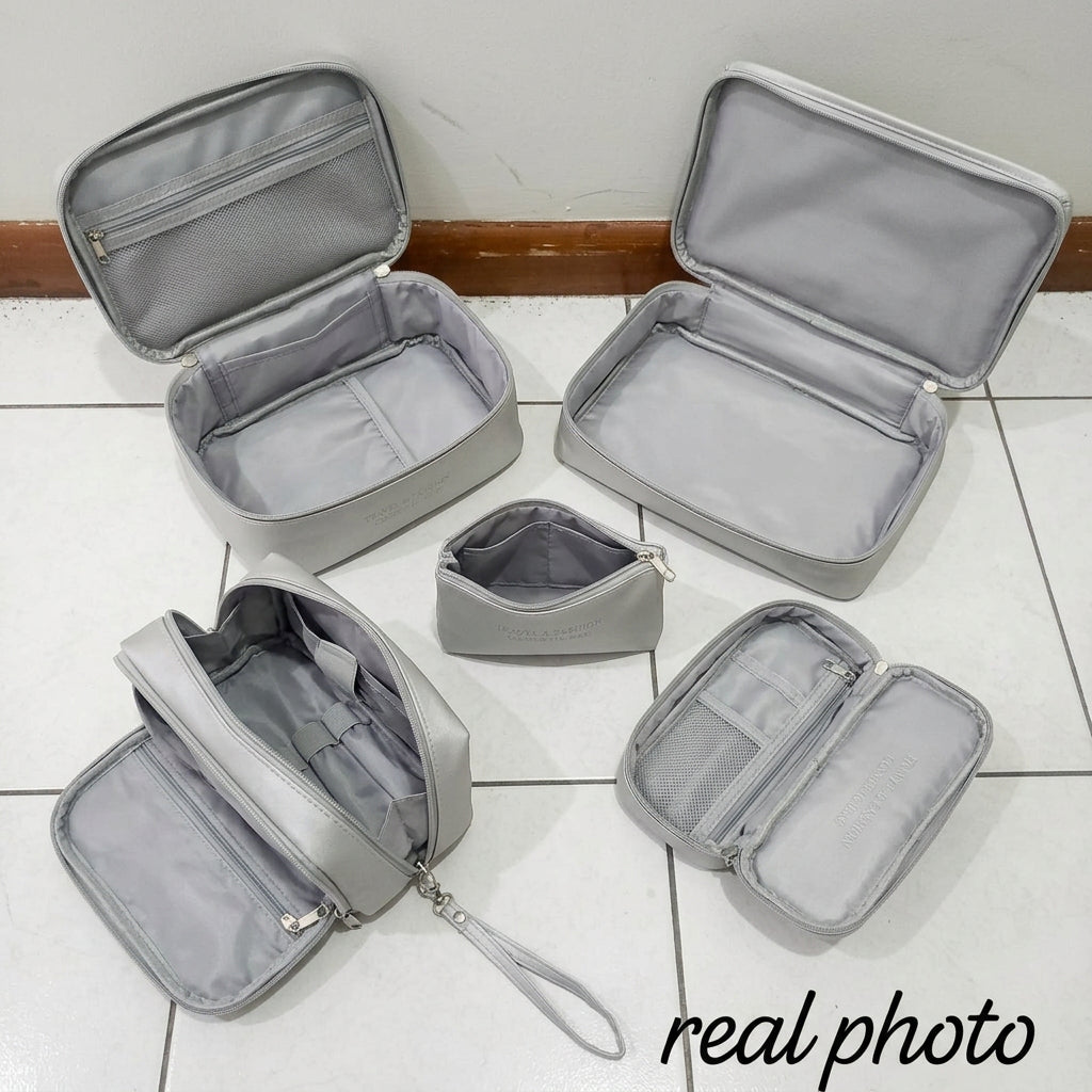 4-Piece Grey- Vegan Leather Travel Cosmetic Bags Set, available in Nairobi, Kenya