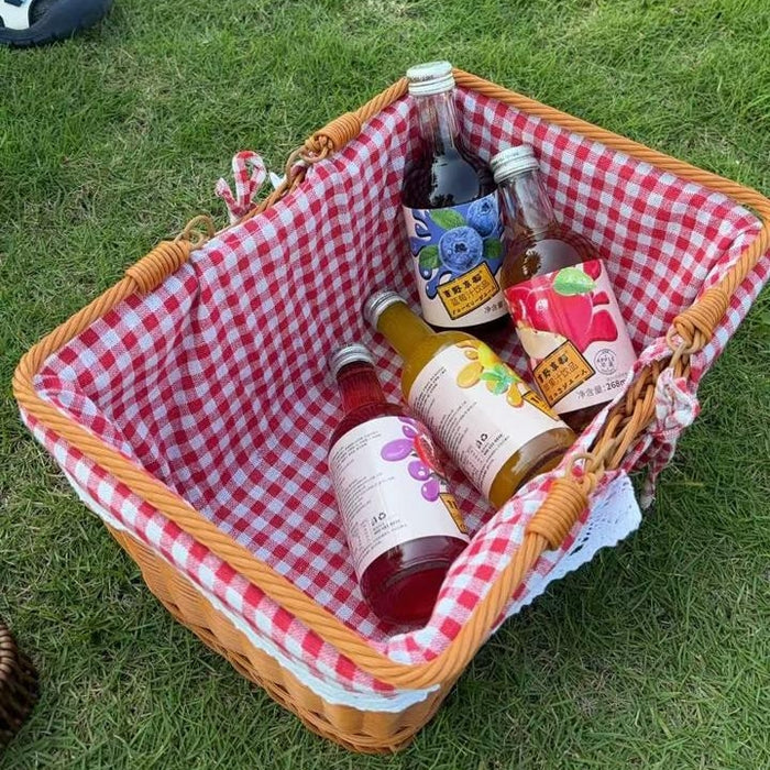 40cm brown rectangular rattan picnic and shopping basket with cloth lining, available in Nairobi, Kenya