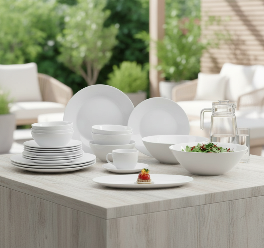 Diwali White 46PC Dinner Set-P6007