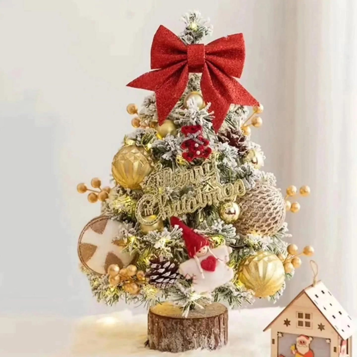 45cm pre-decorated tabletop Christmas tree with lights and snow-tipped flocked finish, available in Nairobi, Kenya
