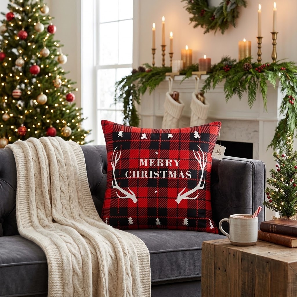 45 × 45cm Christmas decorative cushion cover for sofa, bed and festive home decoration, filler not included, available in Nairobi, Kenya