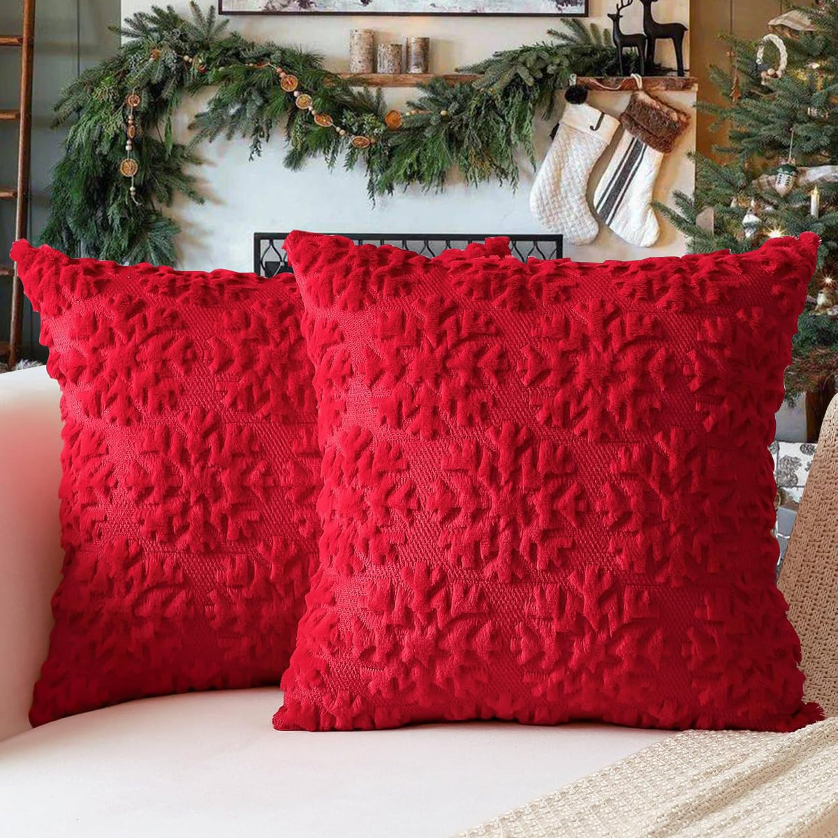 45 × 45cm red corduroy Christmas throw pillow covers for sofa and bedroom decoration available in Nairobi, Kenya