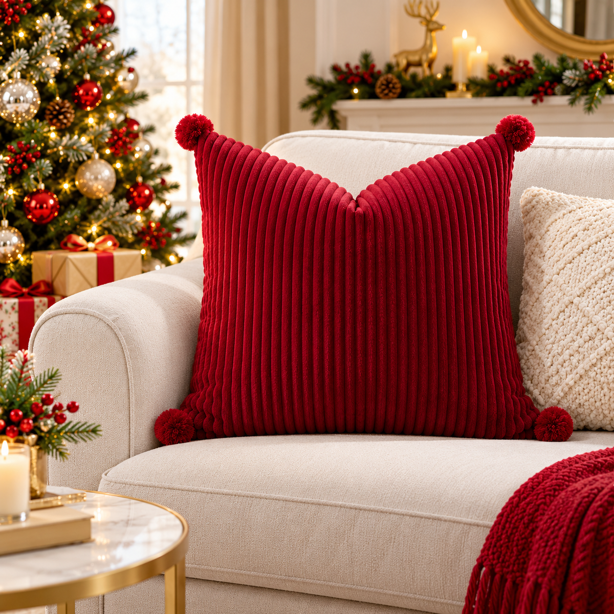 45 × 45cm velvet Christmas cushion cover for festive home décor, available in Nairobi, Kenya