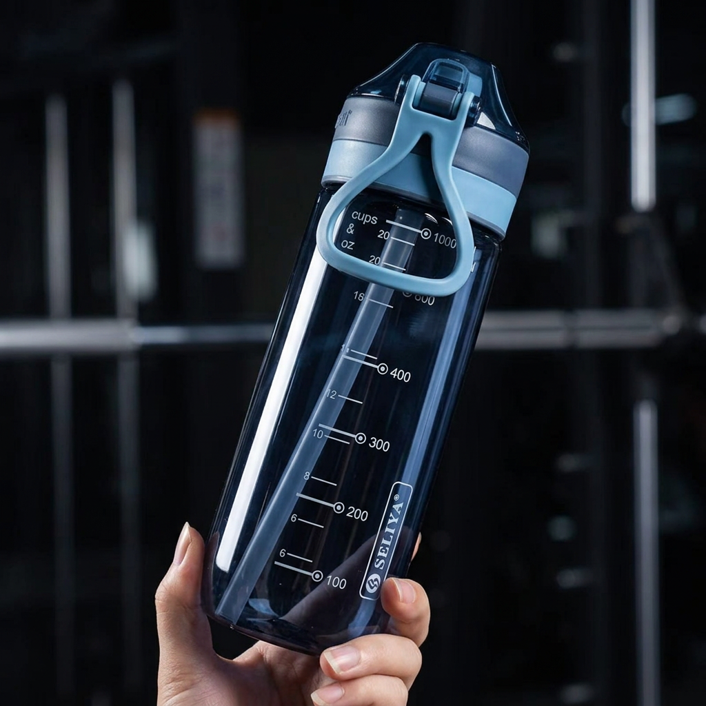 500ml student water bottle with built-in straw, blue, available in Nairobi, Kenya