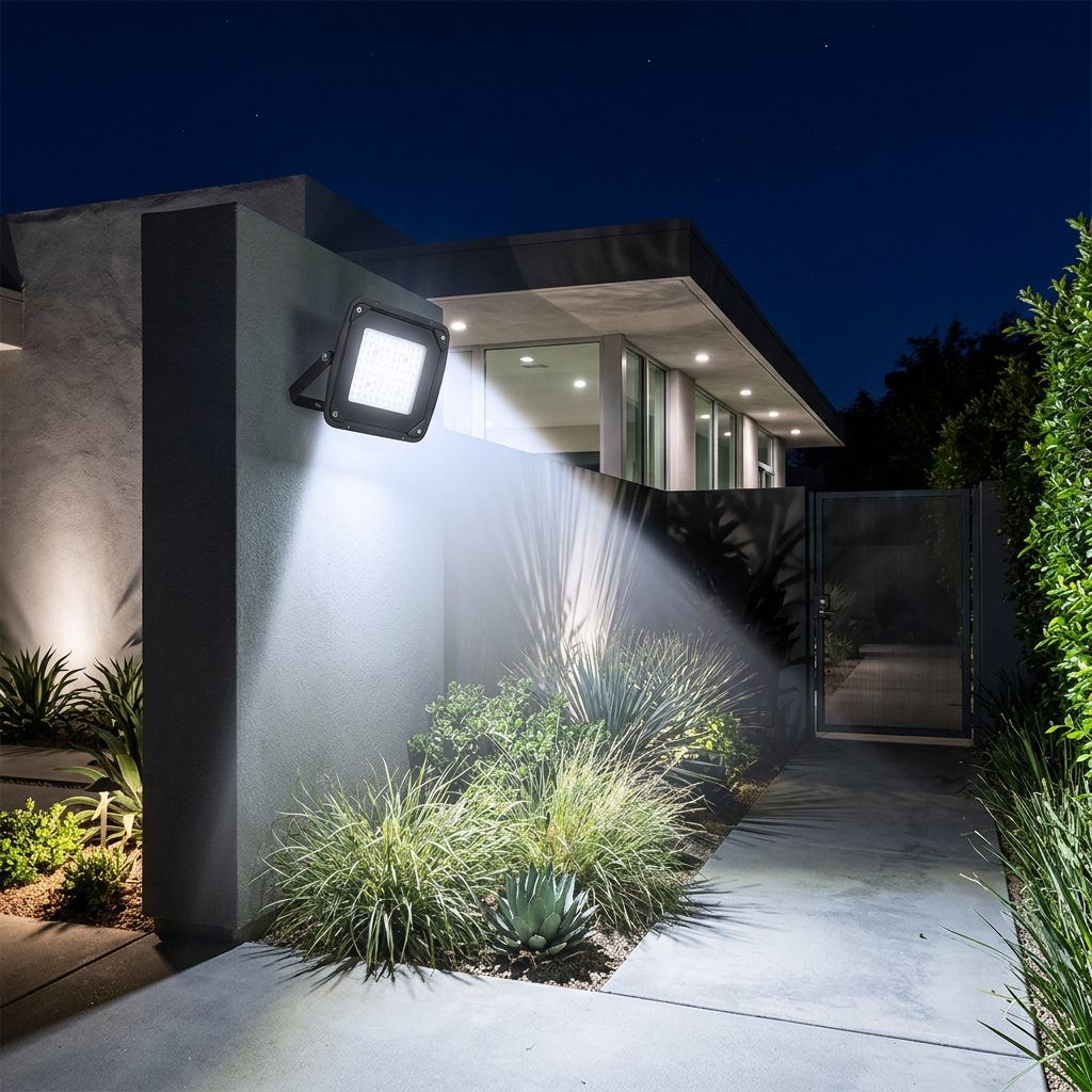 50W black LED flood light, 6500K cool daylight, 208 × 208 × 28mm, available in Nairobi, Kenya