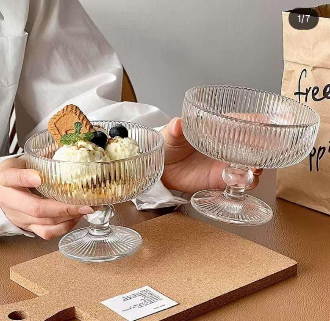 6 piece 320ml high borosilicate ribbed dessert glass set, available in Nairobi, Kenya