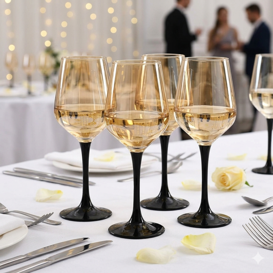 6-piece wine glass set with black stems, available in Nairobi, Kenya