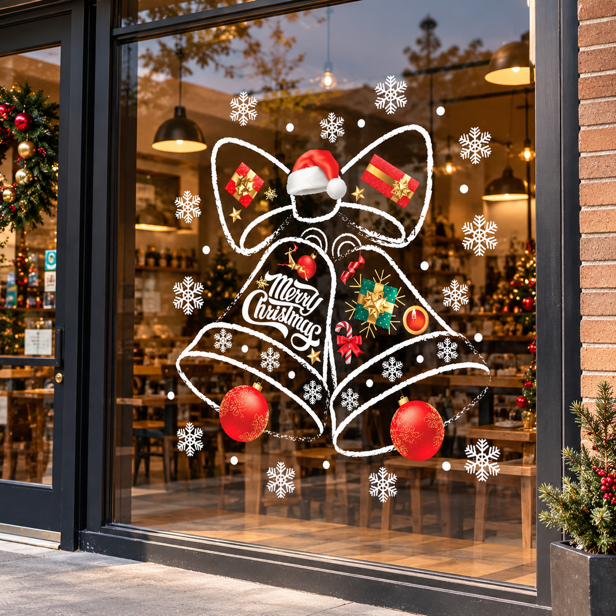 60 × 90cm Christmas window stickers featuring Santa Claus and snowflake designs available in Nairobi, Kenya