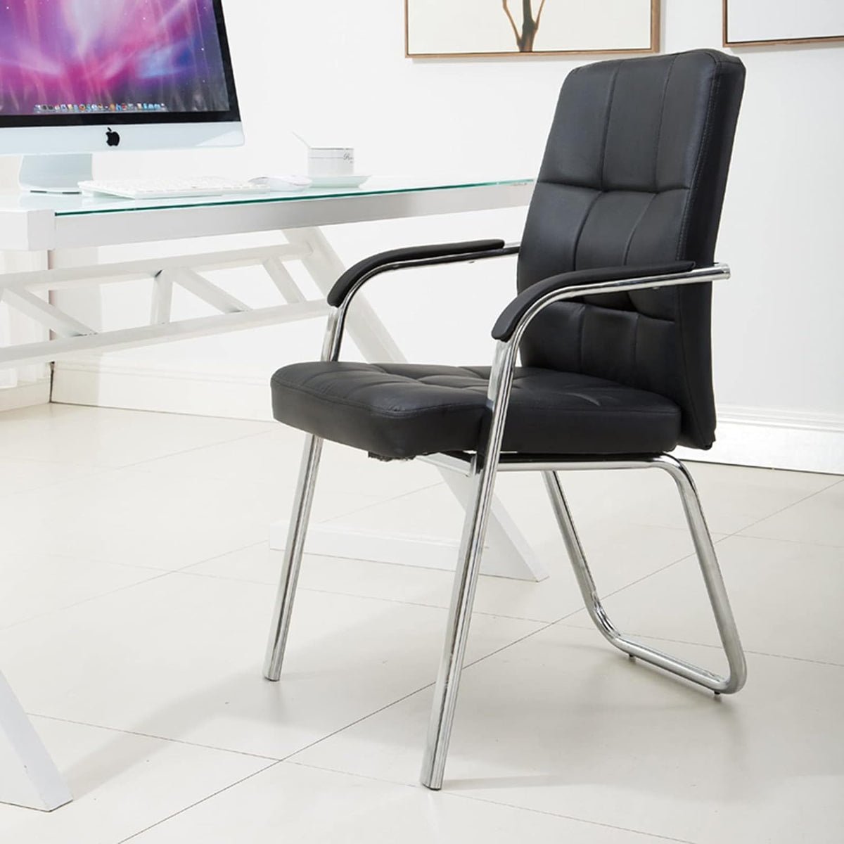 Medium Back Leather Visitor Chair – Durable Office & Conference Chair
