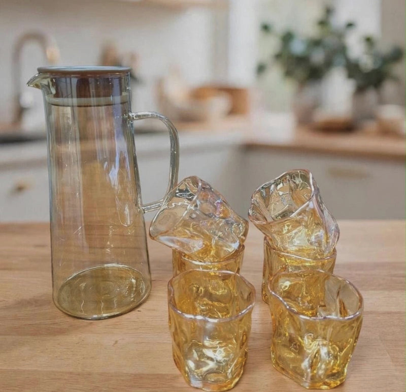 7-piece glass jug and drinking glasses set, gold finish, available in Nairobi, Kenya