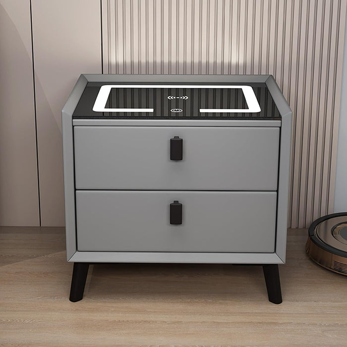 Smart Bedside Table with Wireless Charging and LED Lighting Grey 2 Drawer BS-7 - available in Nairobi, Kenya