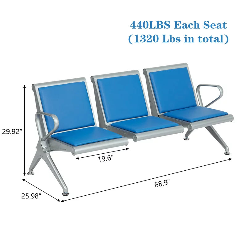 3-Seater Linked Waiting Padded  bench