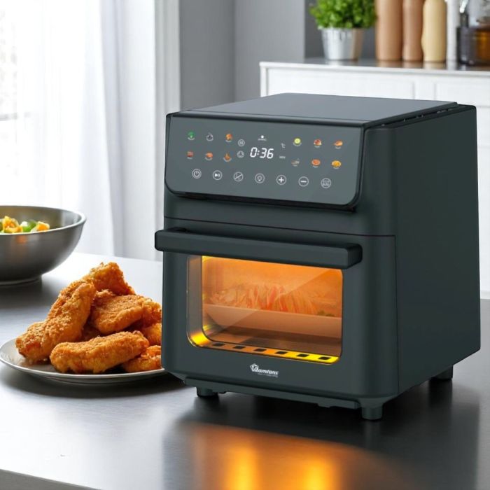 12L Air Fryer Oven RM/759, 1800W, digital touch control, with grilling plate, drip tray, frying rack, and pizza pan
