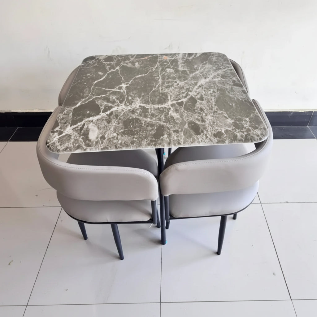 Marble Dining Table With 4 Upholstered Chairs