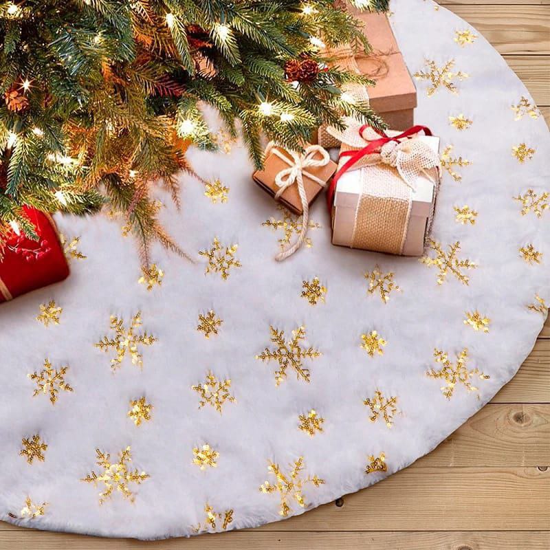 90cm Christmas tree skirt with gold print, available in Nairobi, Kenya