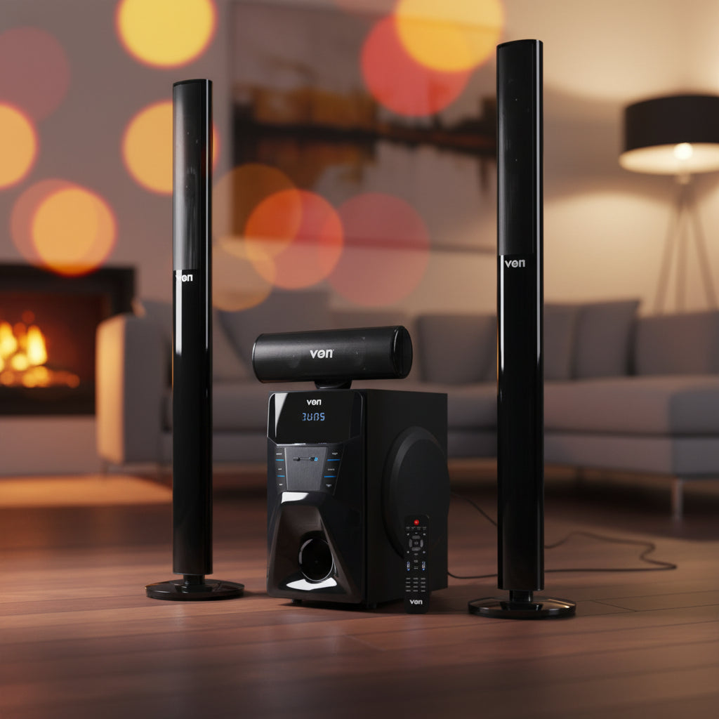 3.1 channel subwoofer system 200w rms bluetooth home theatre speaker set with tallboy speakers led display fm radio usb sd card playback bass extreme surround sound system