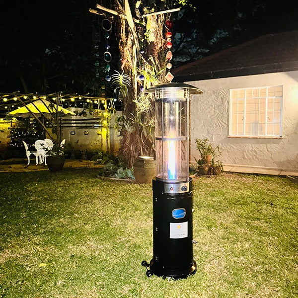 Cylindrical Patio Gas Heater with Quartz Flame Tube – 9500W JN-C-XX-INBK