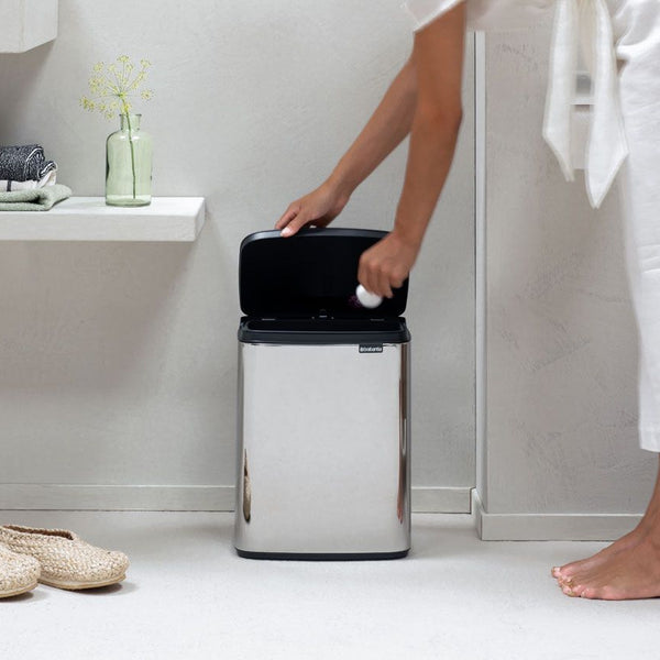 Bo pedal waste bin brilliant steel compact modern pedal bin for bathroom kitchen and office use