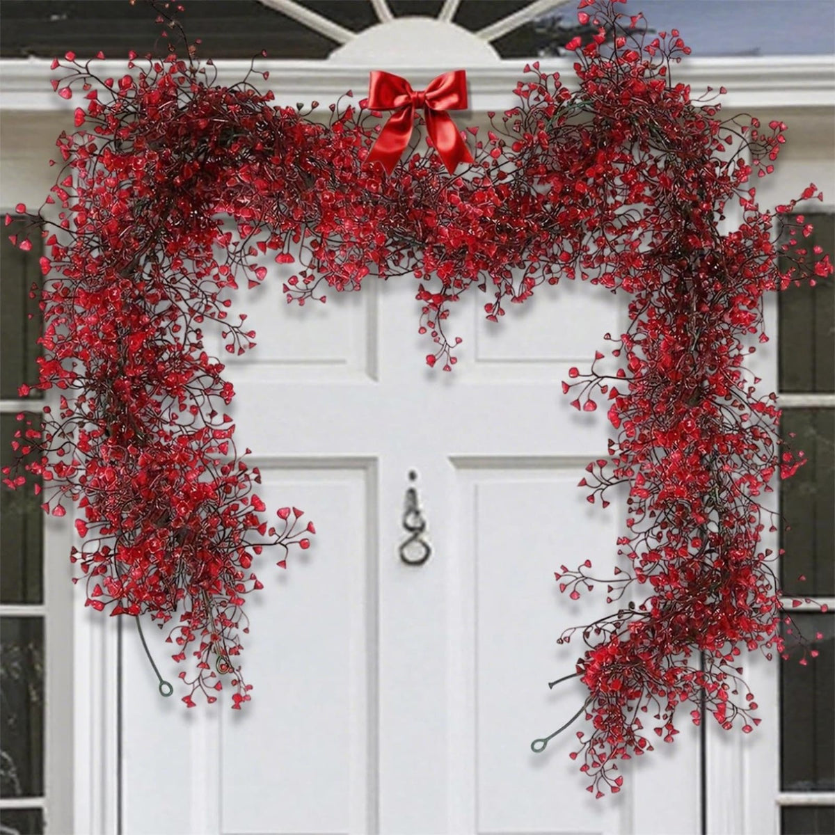 1.8M Artificial Red Hanging Christmas Plant Garland