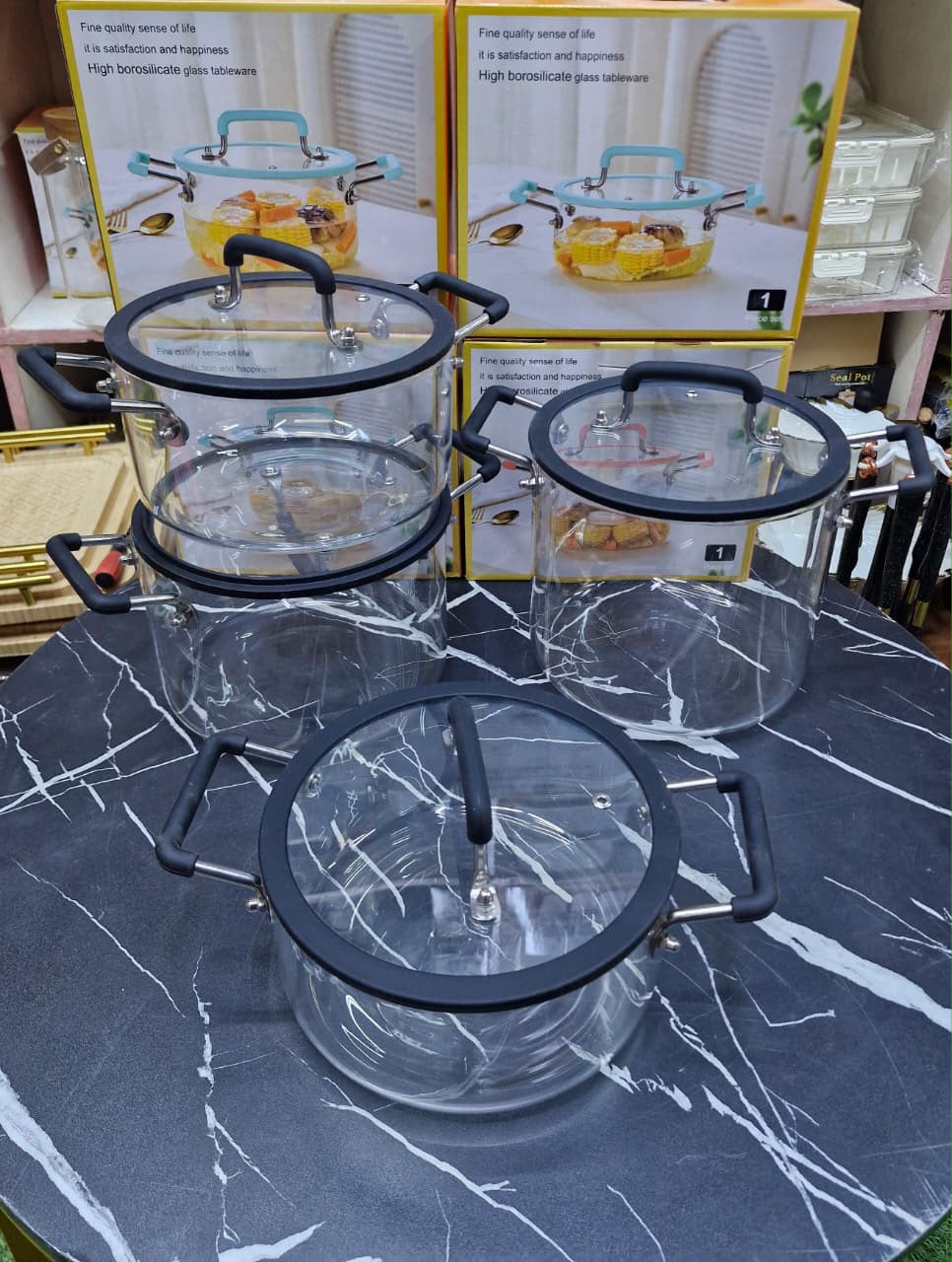 Borosilicate Glass Cook & Serve Pots Set