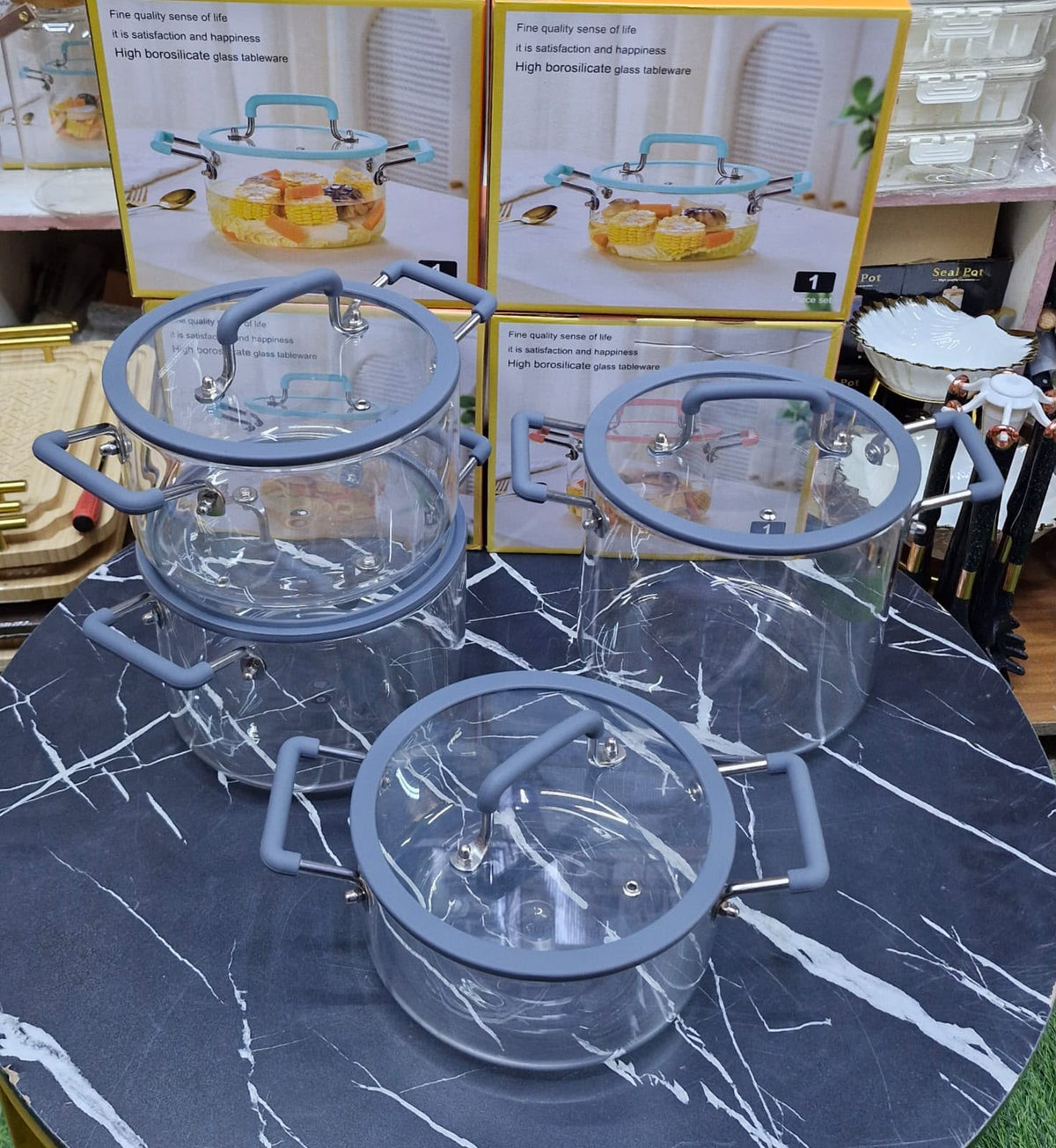Borosilicate Glass Cook & Serve Pots Set