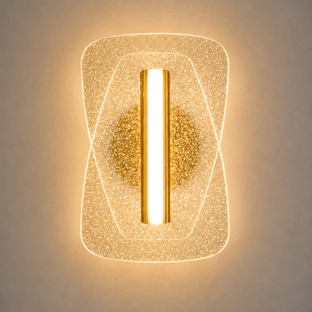 Gold 7W LED indoor wall lamp with 3000K warm white light for living rooms, bedrooms, hallways, and reception areas WH 2605-20-GO-WW - Gemelli Collection