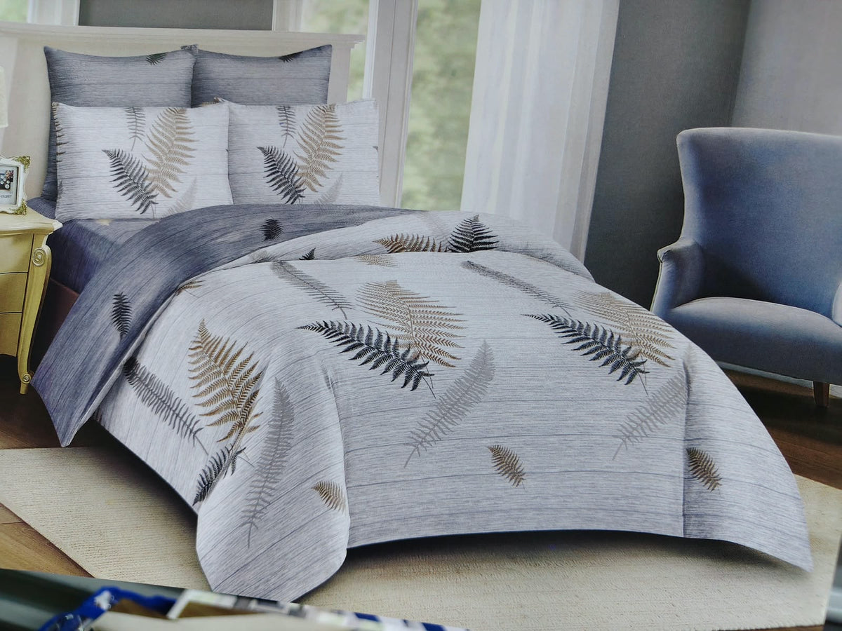 Gemelli Collections cotton binded duvet set measuring 5ft x 6ft with one bedsheet and two matching pillowcases.