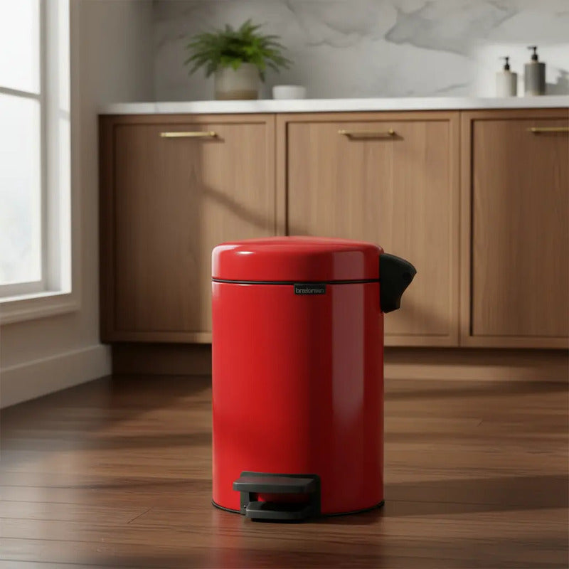 NewIcon pedal waste bin passion red 12L soft close lid with pedal operation for home and office use