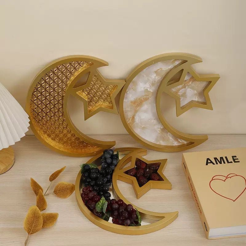 Ramadan Moon & Star Decorative Tray 3pcs– 30cm