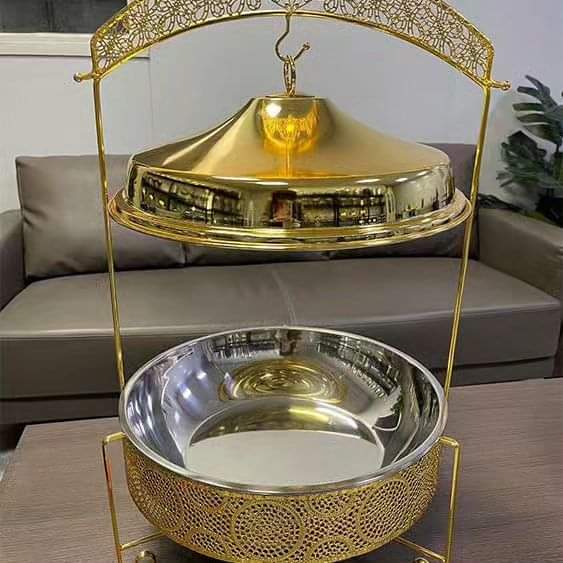 8L Round Gold Steel Chaffing dishes