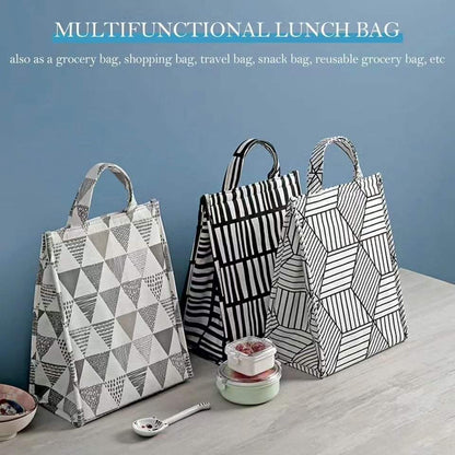 Insulated Lunch Bag Geometric Printing Pattern