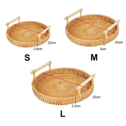 3pcs Round Rattan  Trays