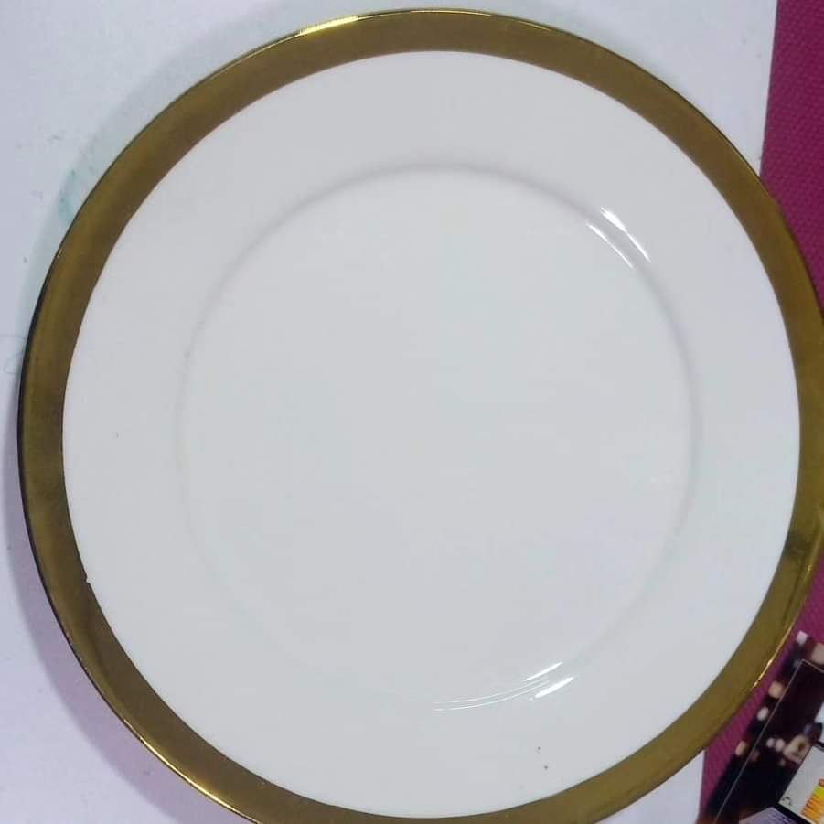 6pcs Ceramic Gold Rimmed Dinner Plates