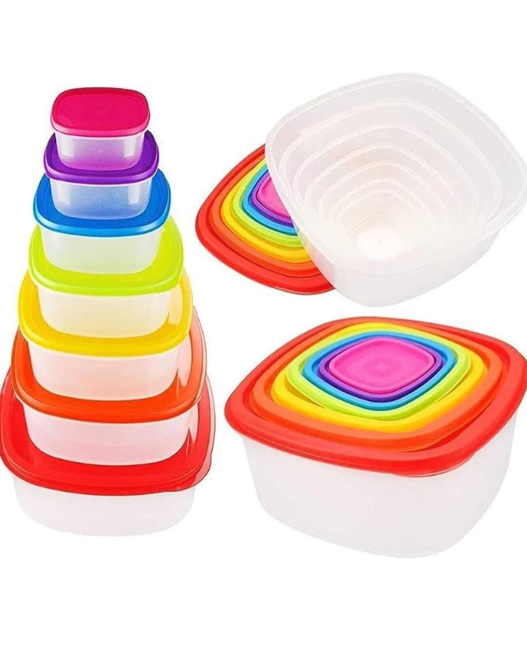 7pcs Multicolor square bowls