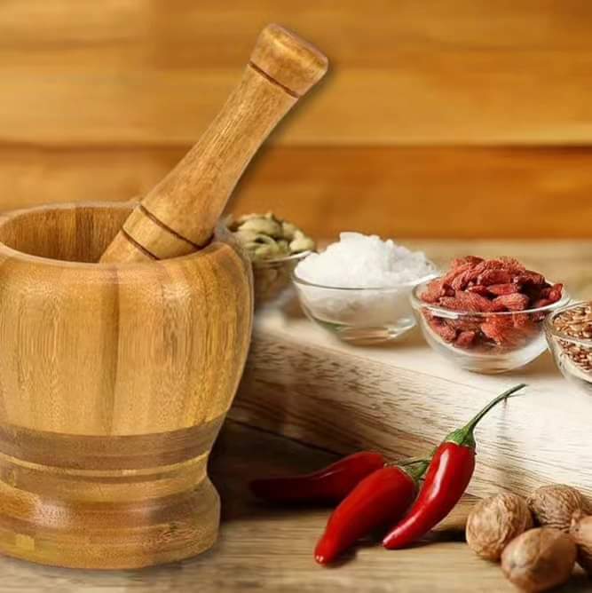Bamboo Mortar and Pestle Set