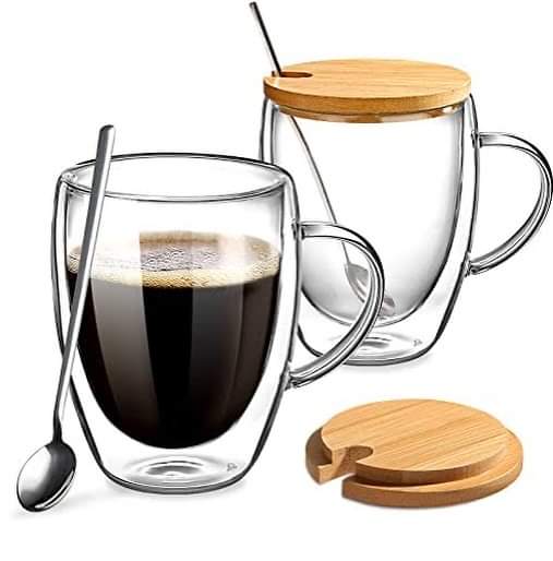 Double walled glass mug