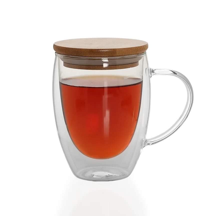 Double walled glass mug