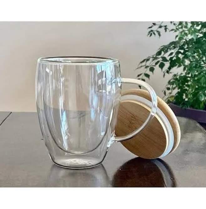 Double walled glass mug