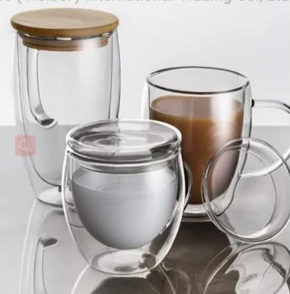 Double walled glass mug