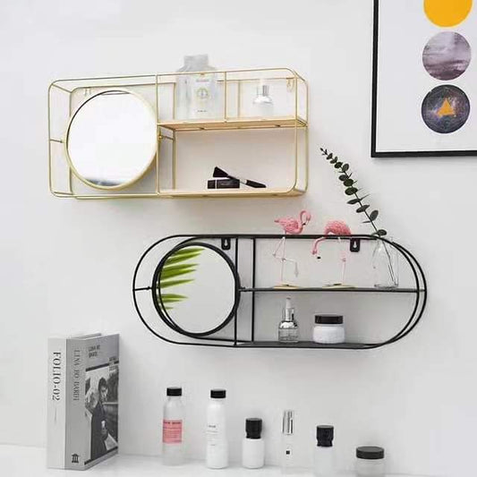 Mirror with storage shelf