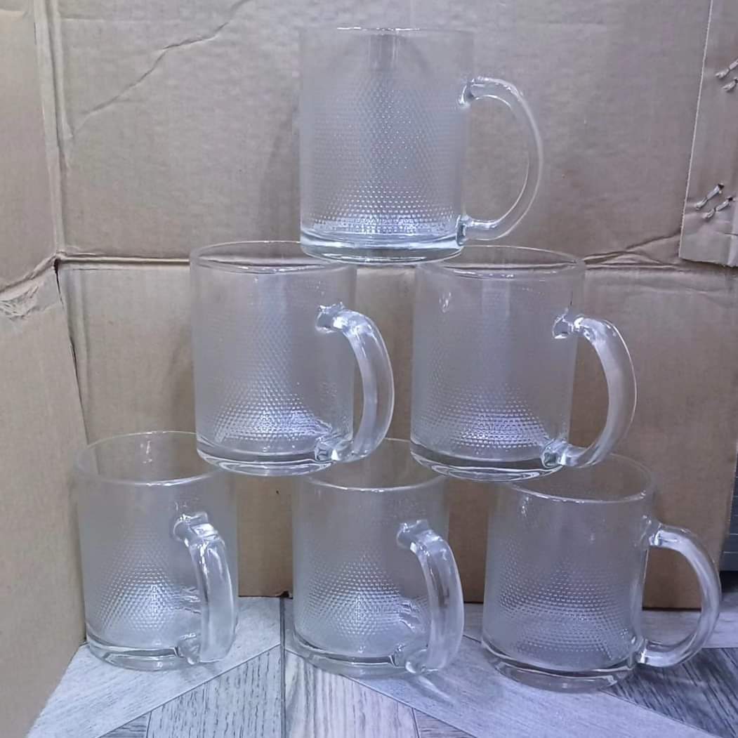 6pc clear glass cups