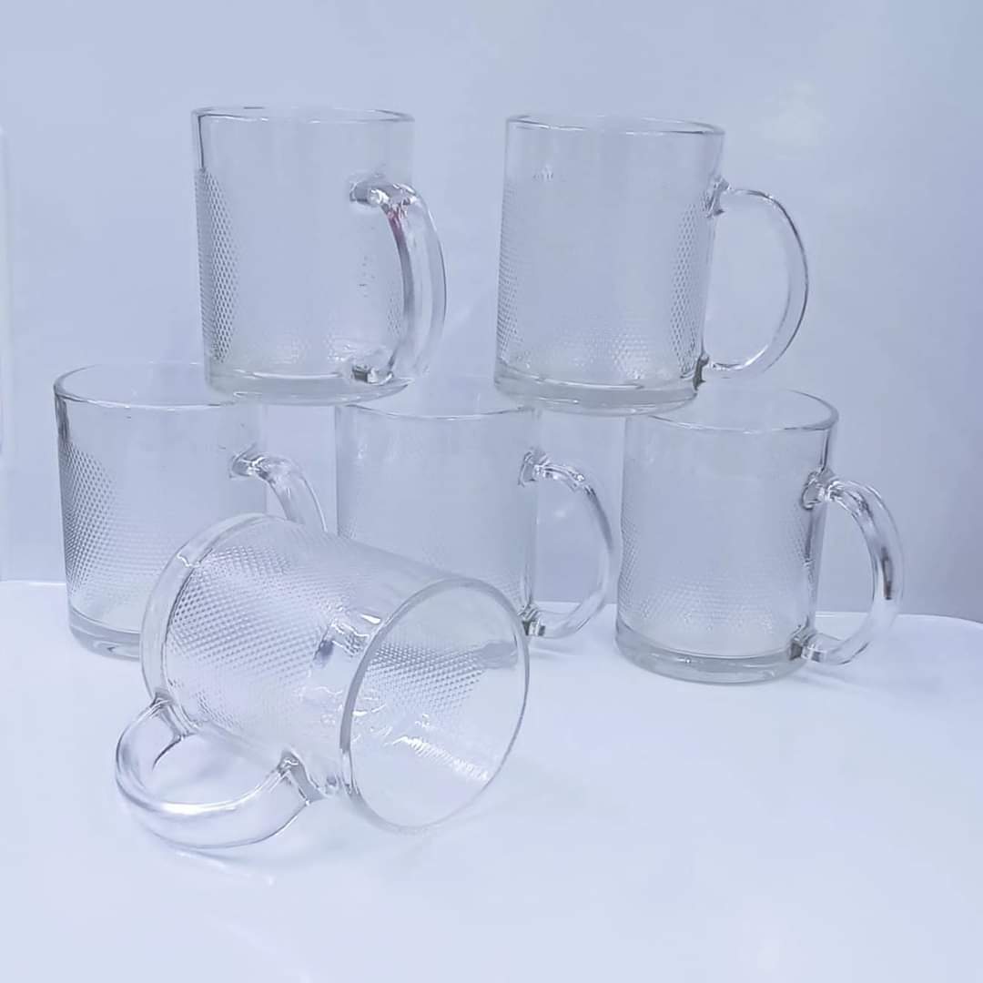 6pc clear glass cups