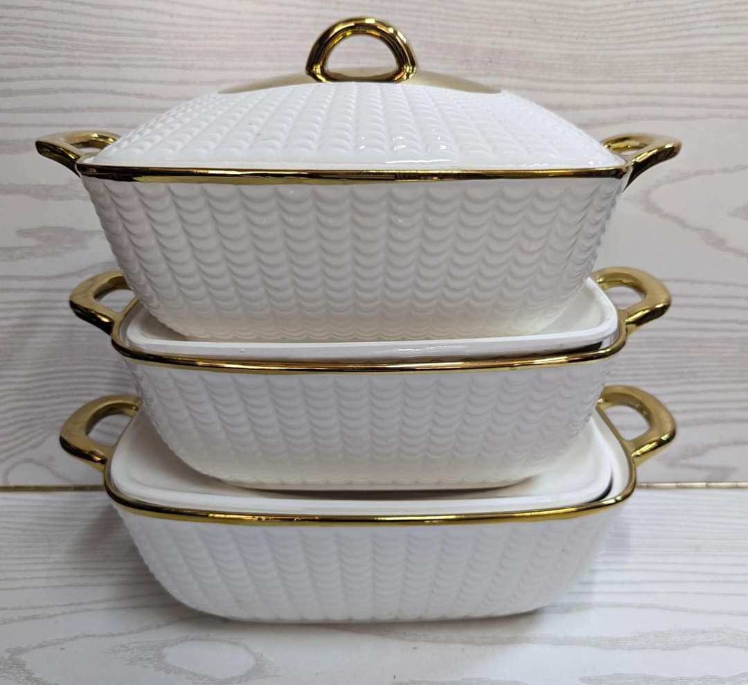 3pcs rectangular serving bowls