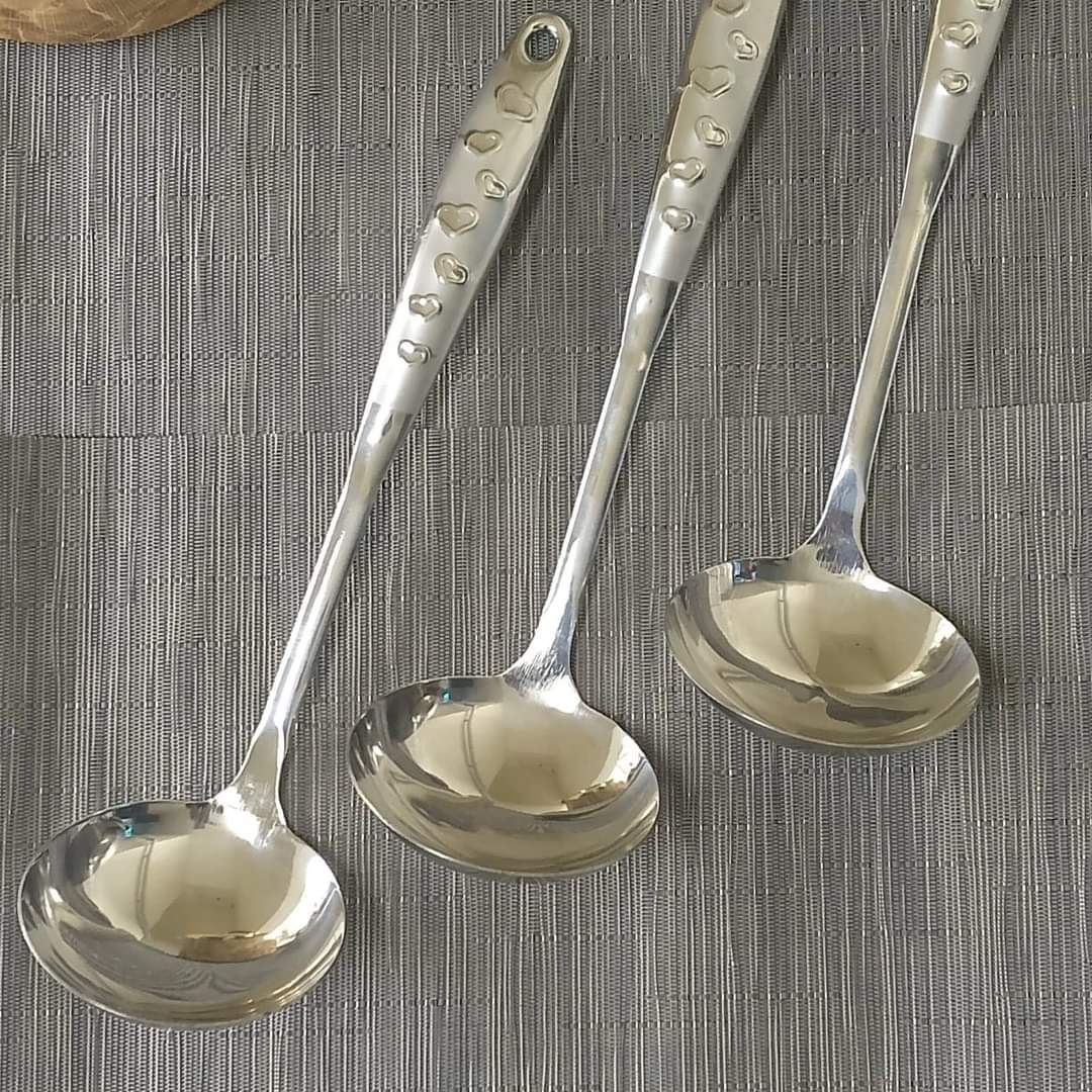silver serving spoon