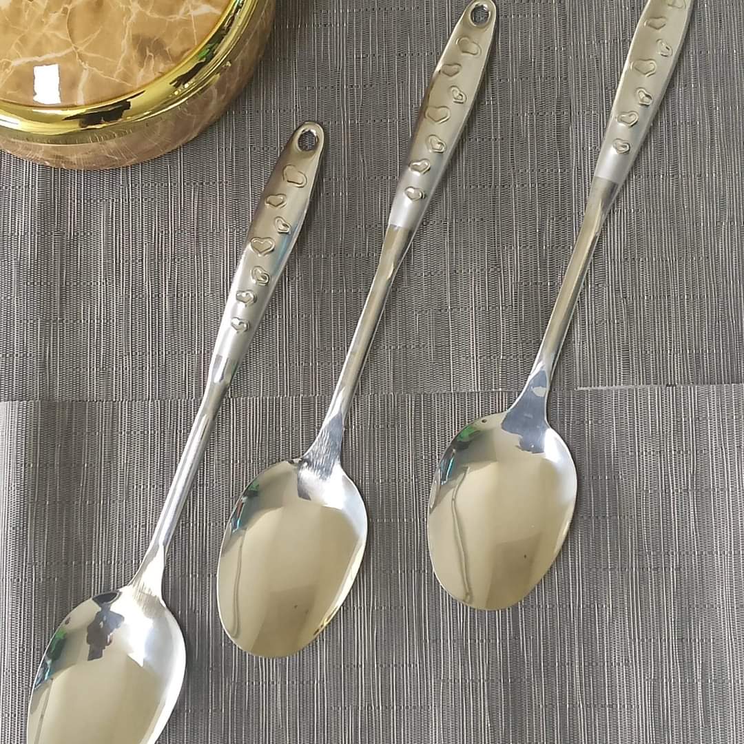 silver serving spoon