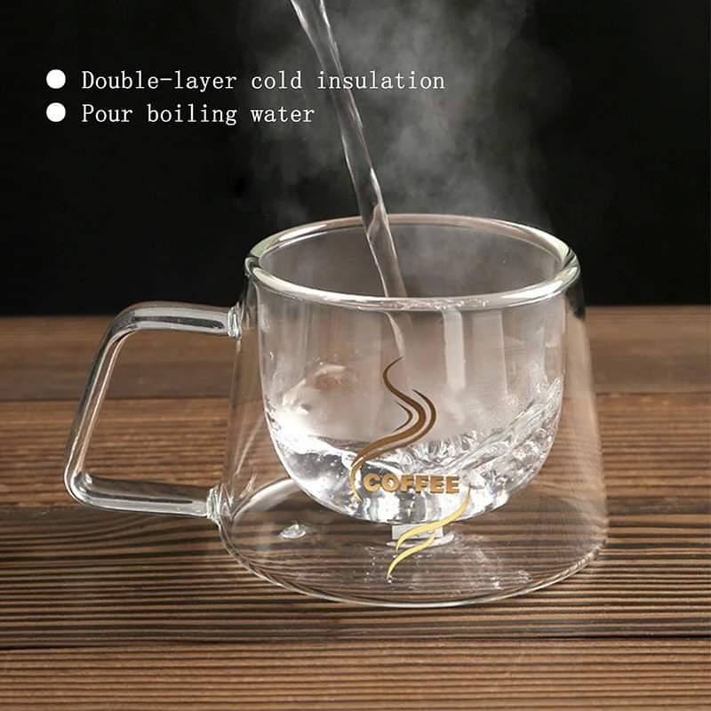 2pcsDouble walled glass cup