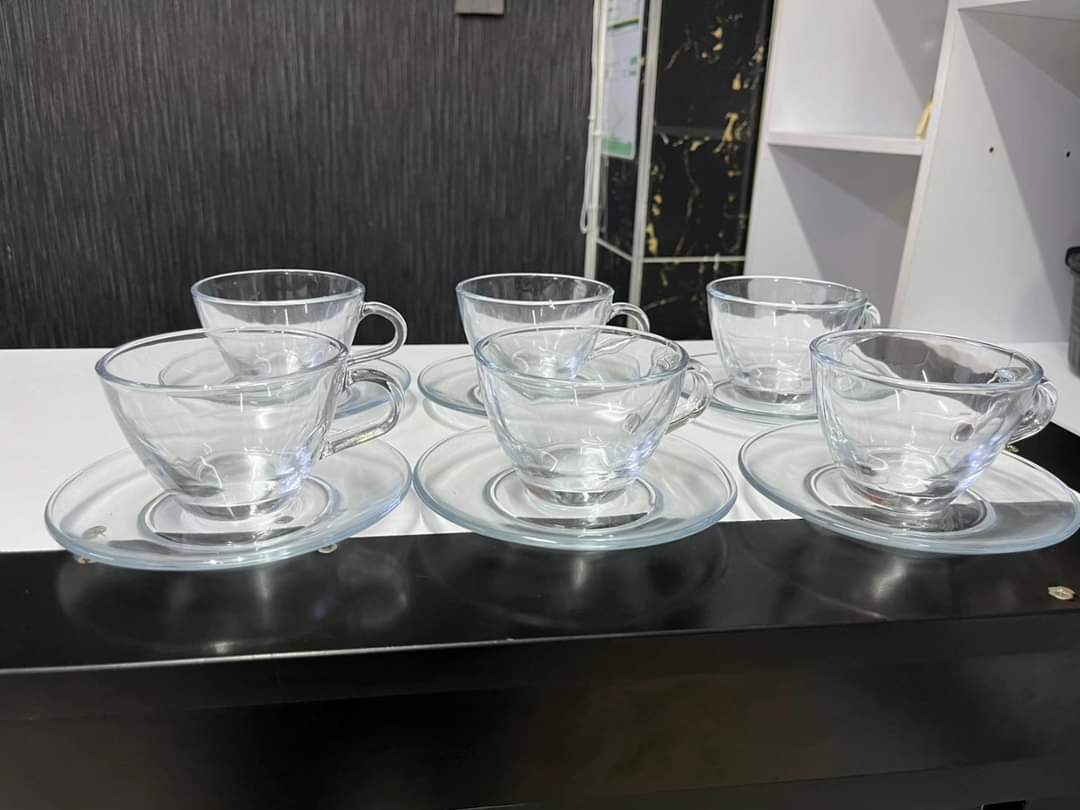 12 pcs clear cup and saucers