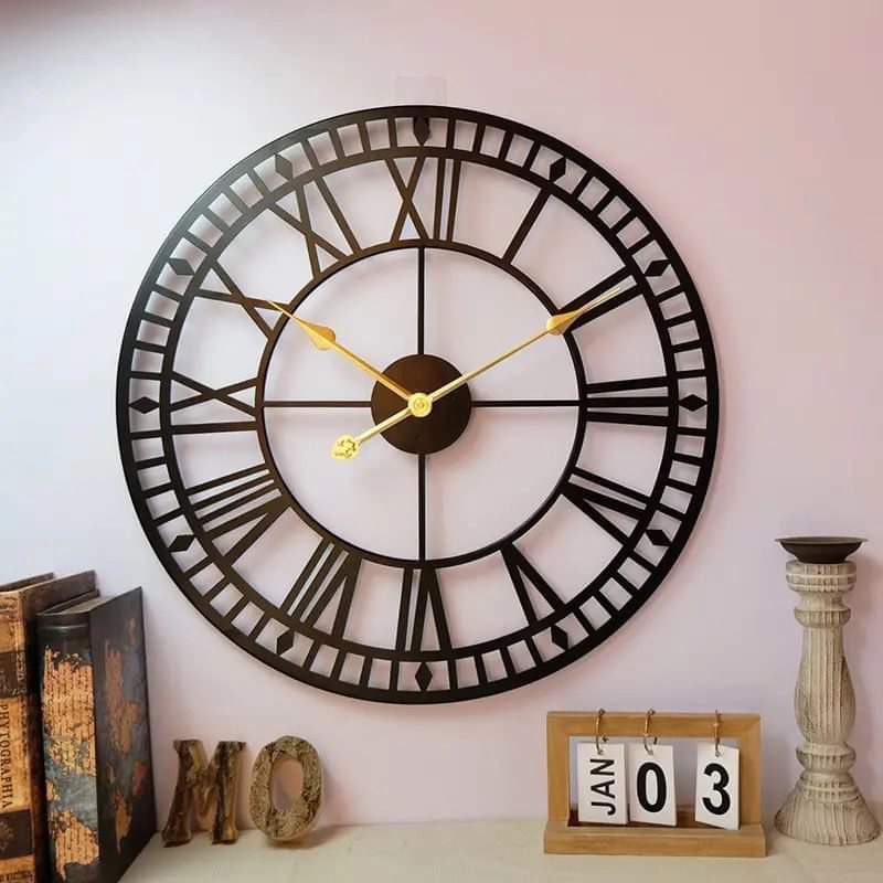 Roman numerals iron art clock