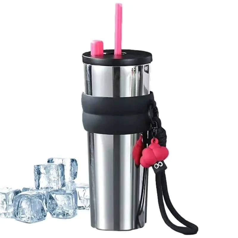 Steel Coffee Mug with straw