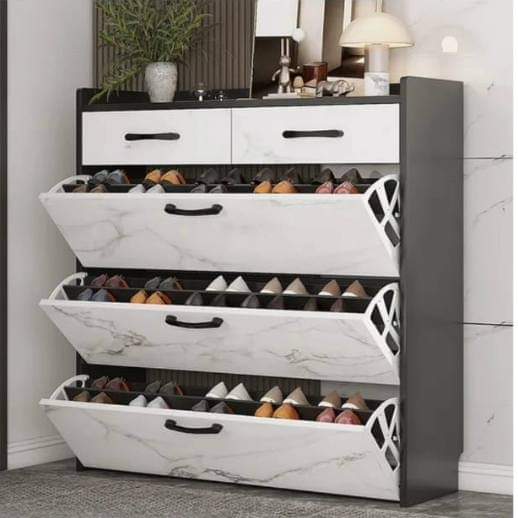 Marble Effect Bucket Flip Shoe Cabinet